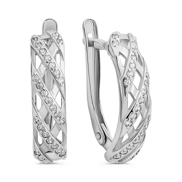 Серьги с фианитами из серебра 925 пробы