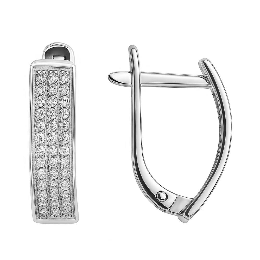 Серьги с фианитами из серебра 925 пробы