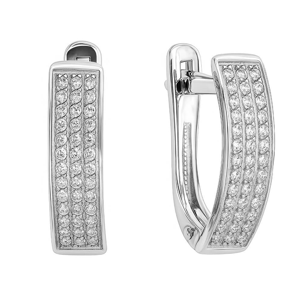 Серьги с фианитами из серебра 925 пробы