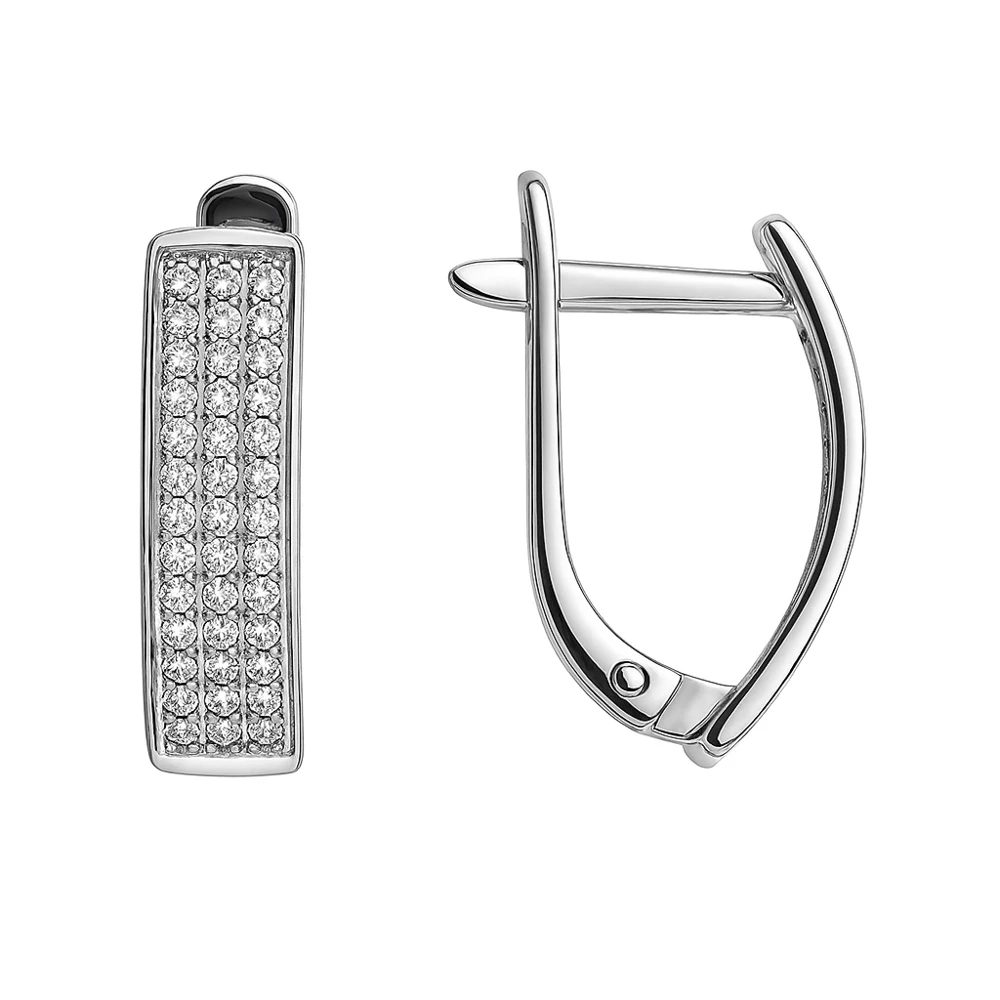 Серьги с фианитами из серебра 925 пробы