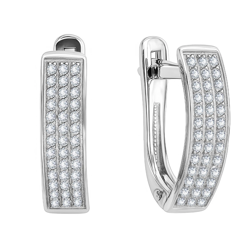 Серьги с фианитами из серебра 925 пробы