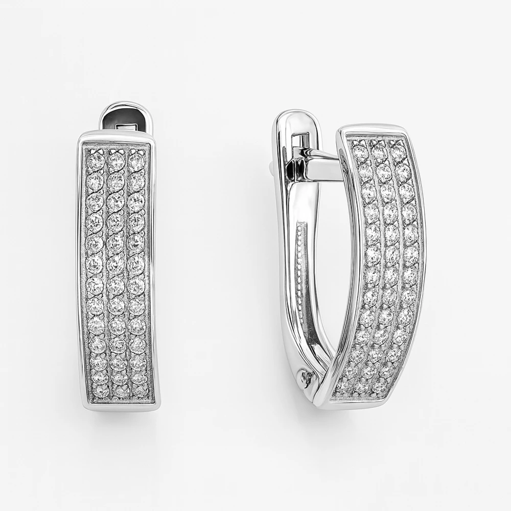 Серьги с фианитами из серебра 925 пробы