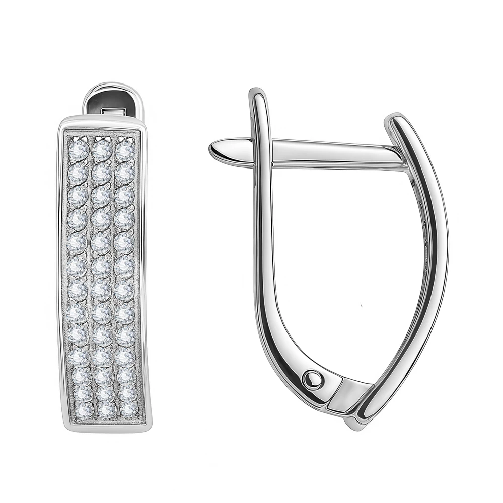 Серьги с фианитами из серебра 925 пробы