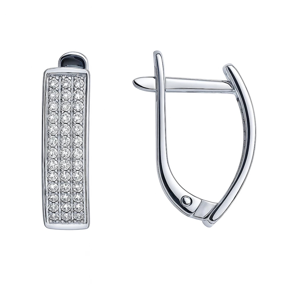 Серьги с фианитами из серебра 925 пробы