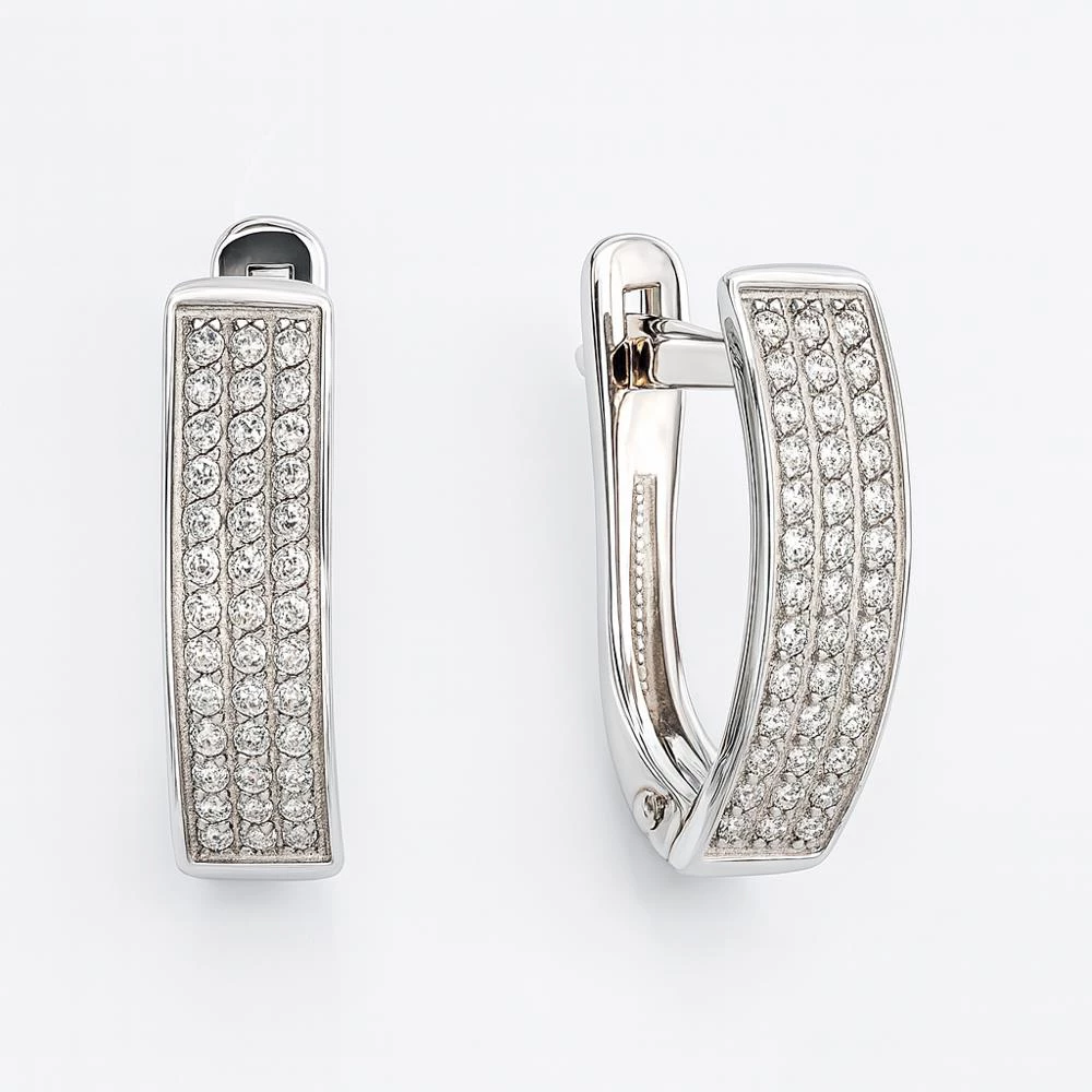 Серьги с фианитами из серебра 925 пробы