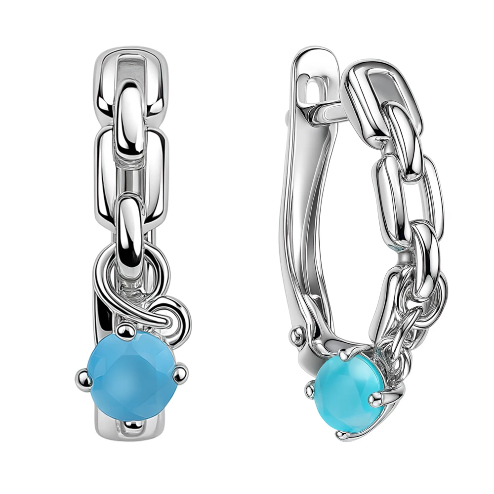 Серьги с агатом из серебра 925 пробы