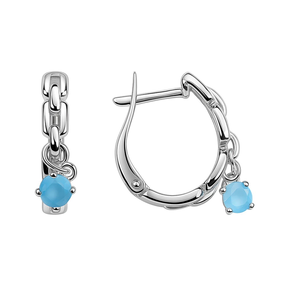 Серьги с агатом из серебра 925 пробы