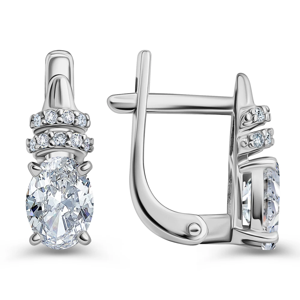 Серьги с фианитами из серебра 925 пробы