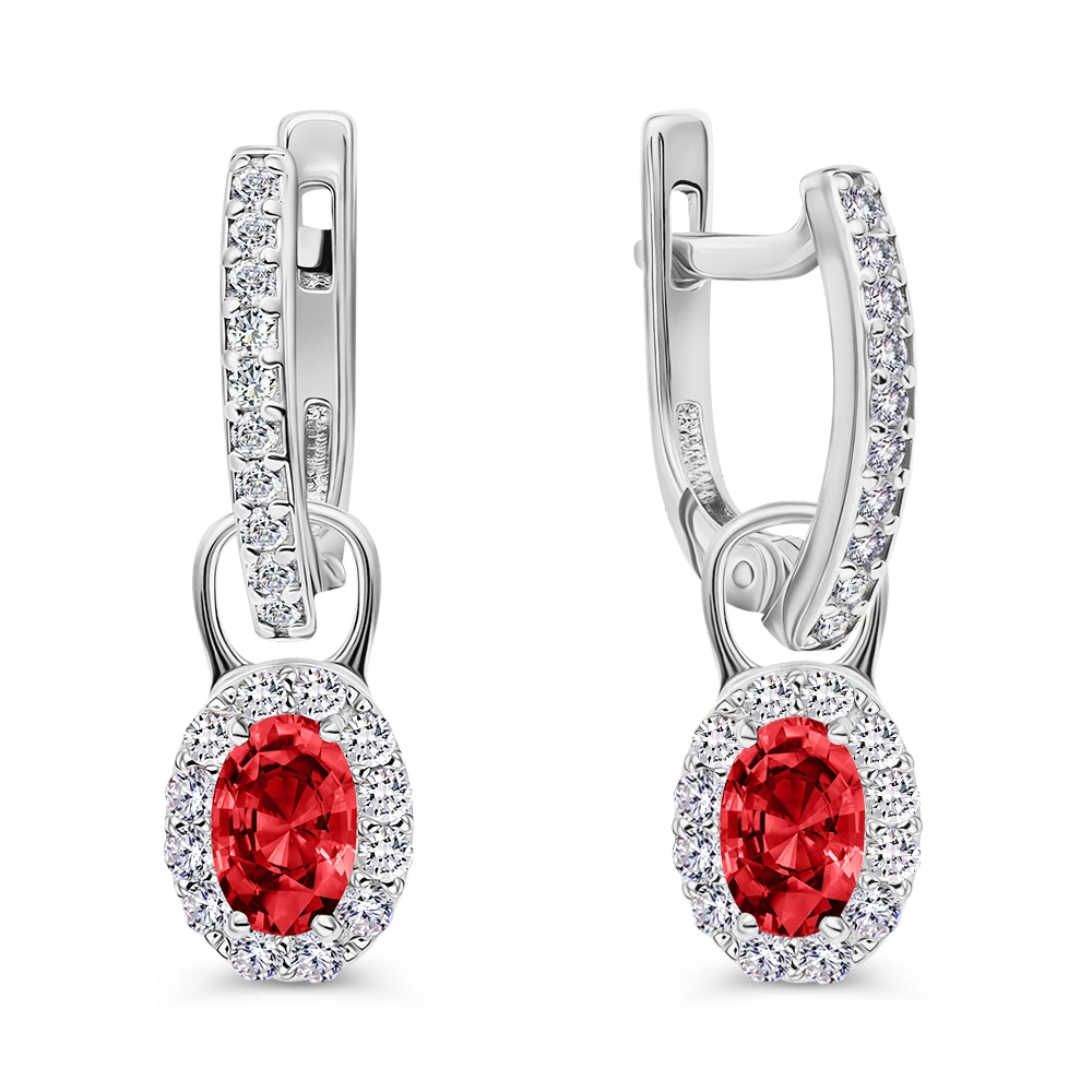 Серьги с фианитами из серебра 925 пробы