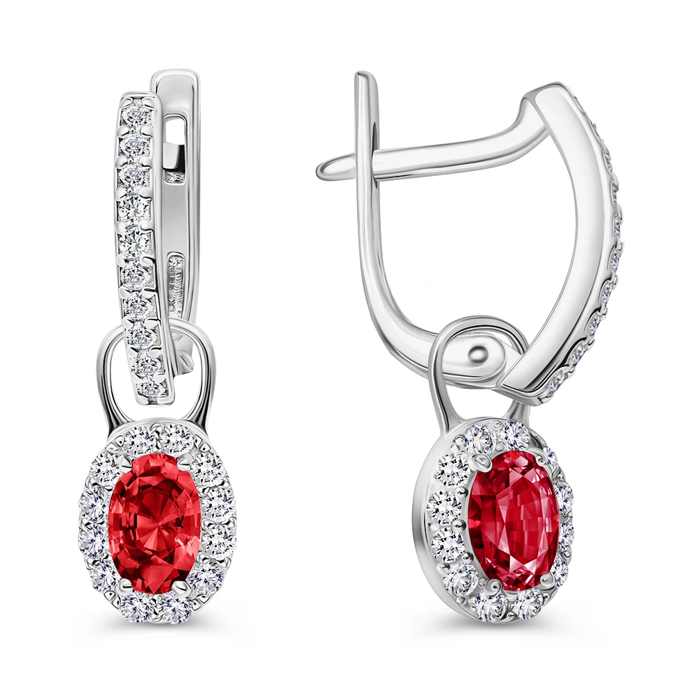 Серьги с фианитами из серебра 925 пробы