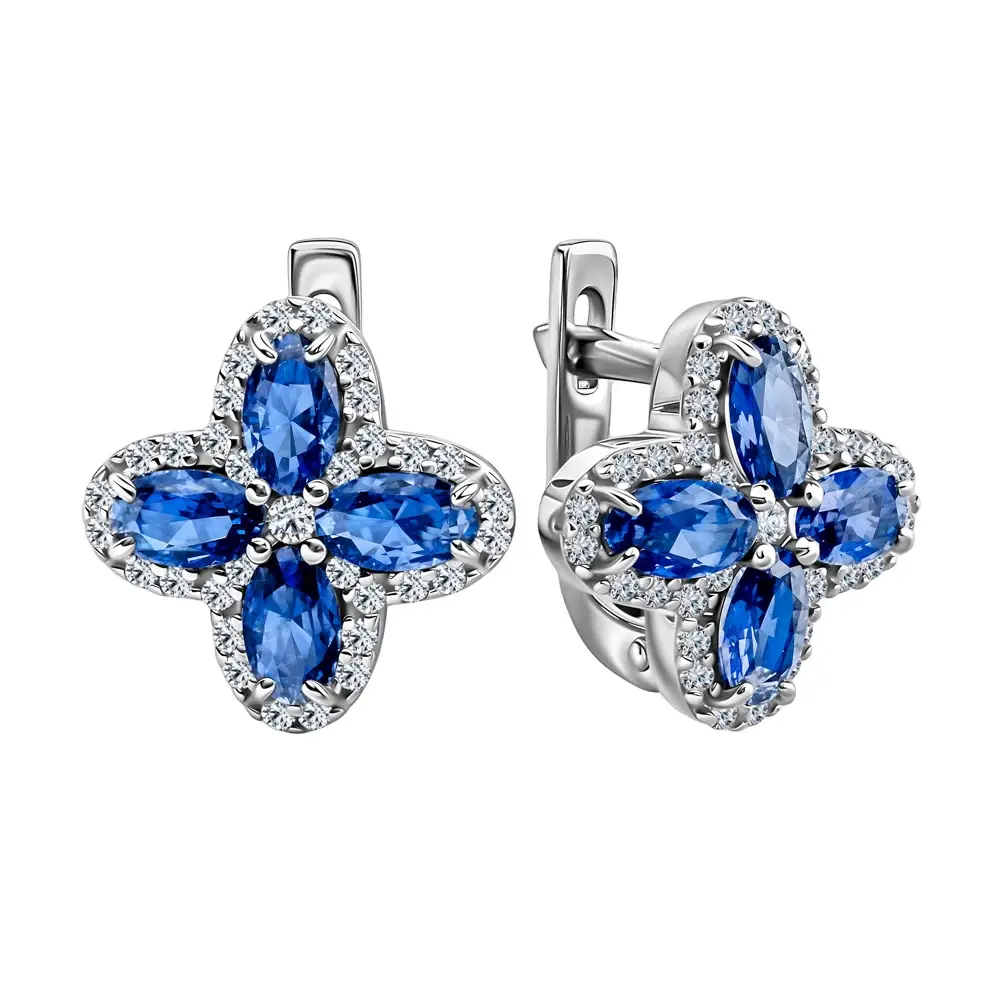 Серьги с фианитами из серебра 925 пробы 1