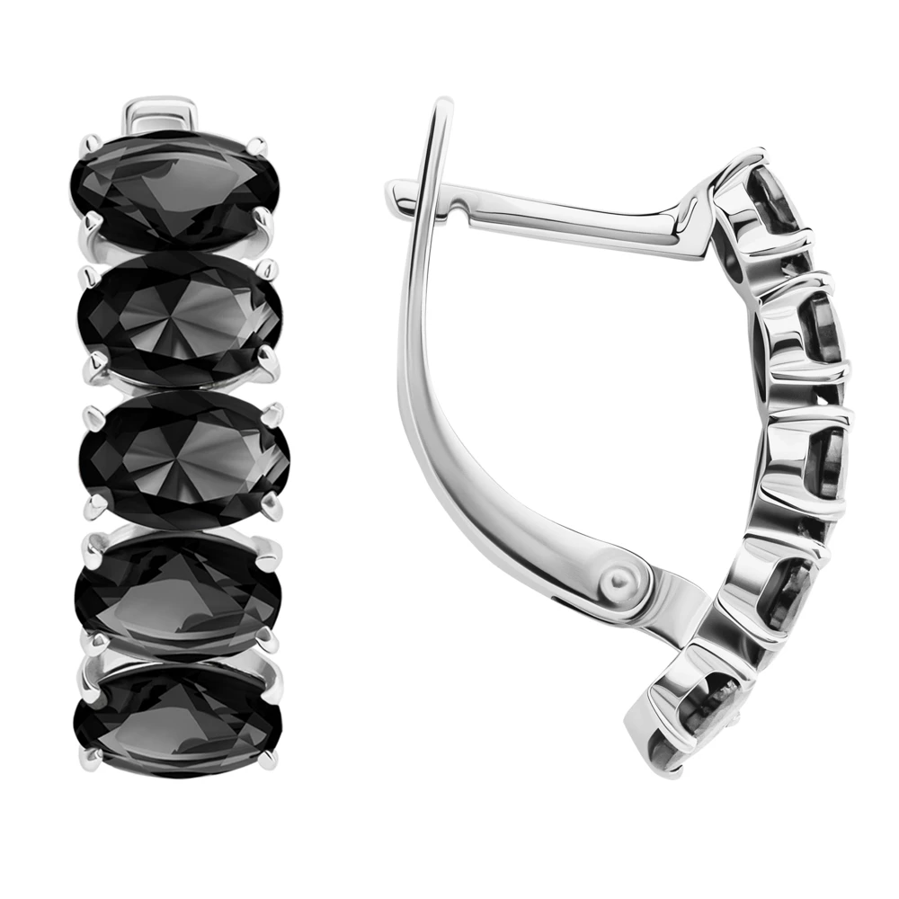 Серьги с фианитами из серебра 925 пробы