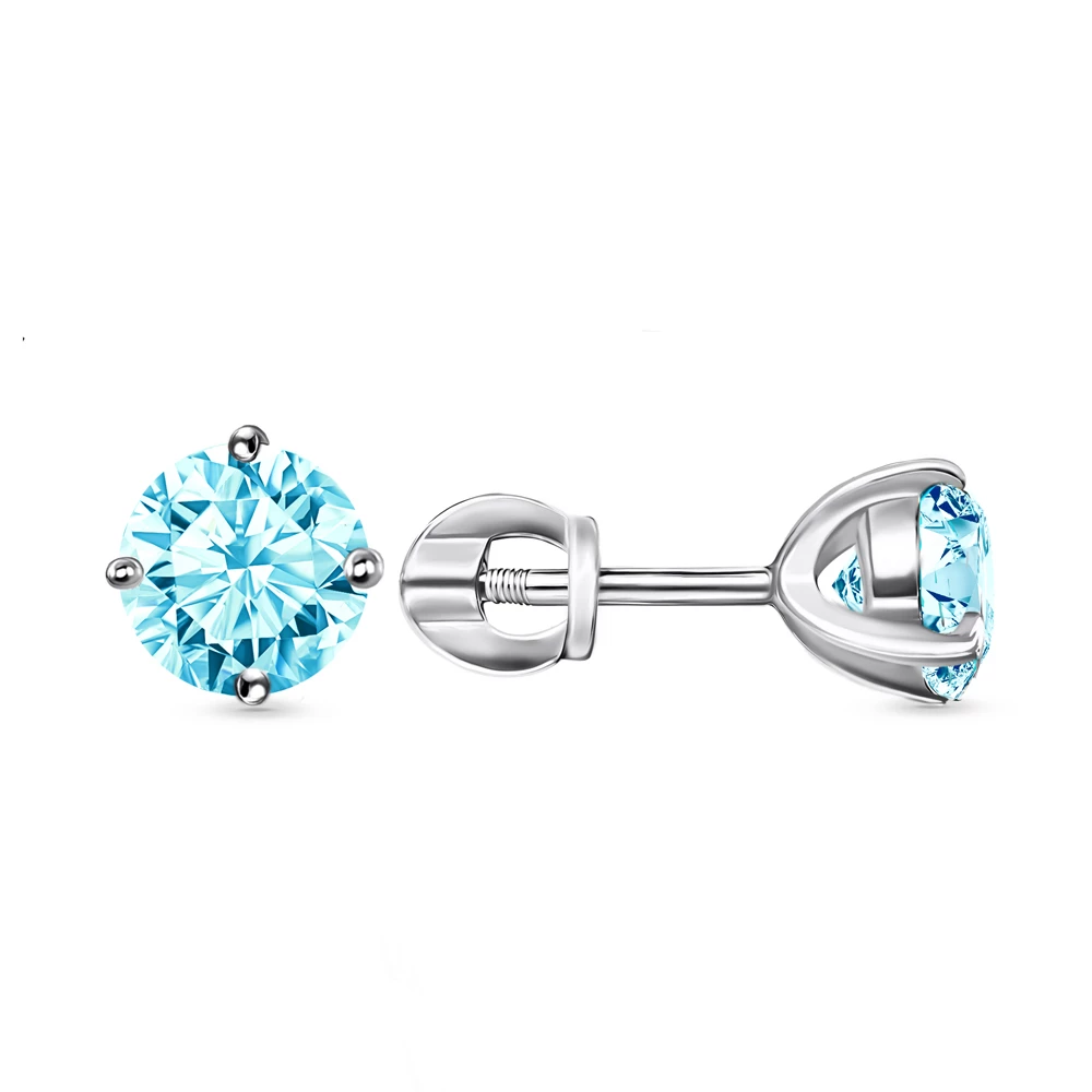 Серьги с фианитами из серебра 925 пробы