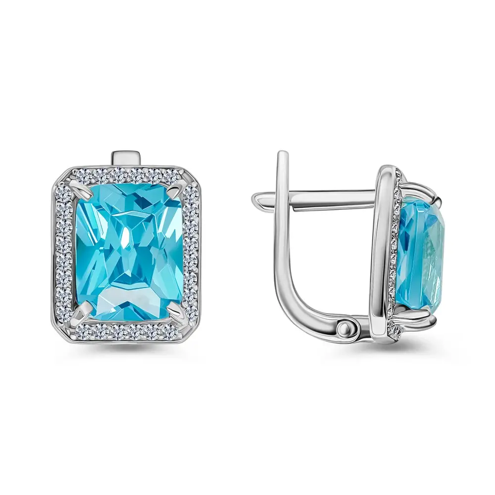 Серьги с фианитами из серебра 925 пробы 2