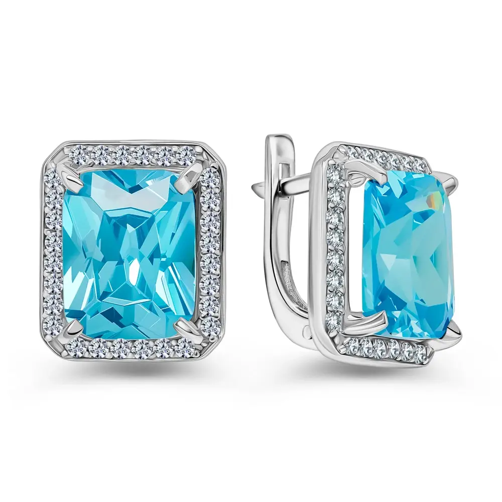Серьги с фианитами из серебра 925 пробы 1