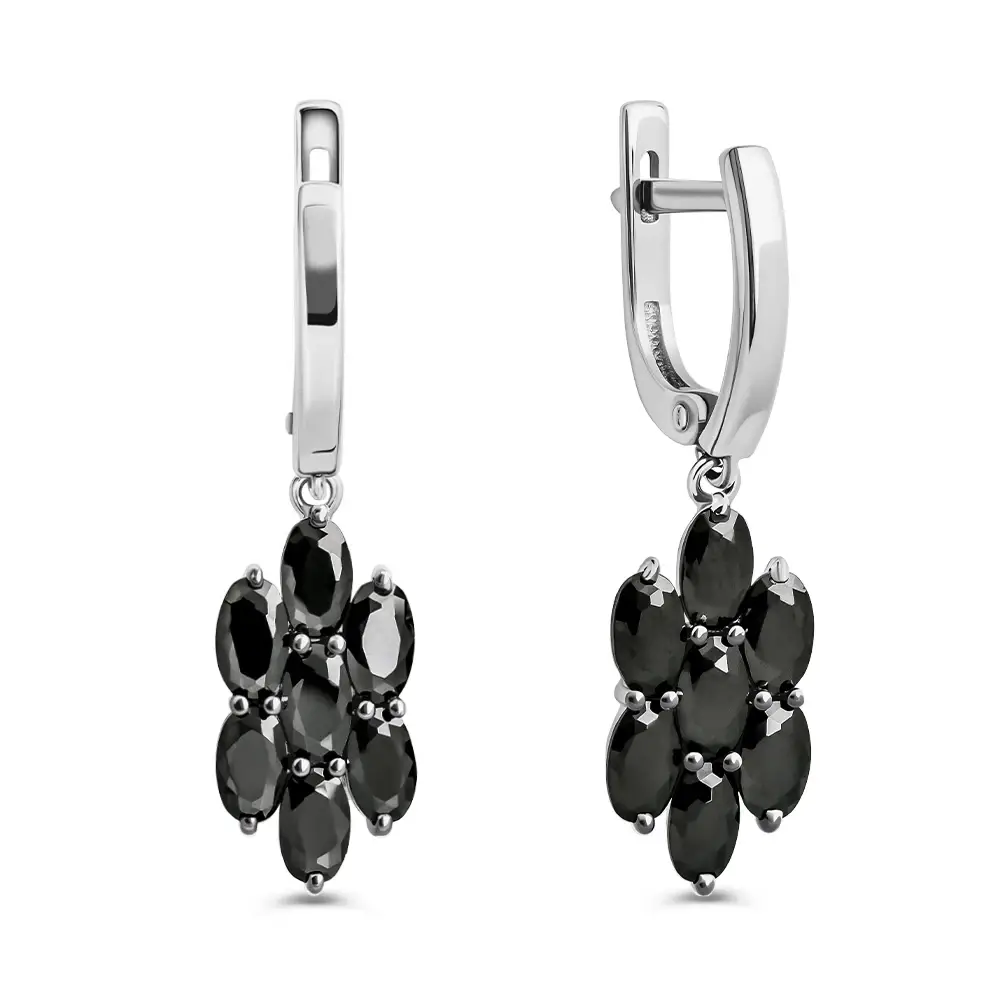 Серьги с фианитами из серебра 925 пробы