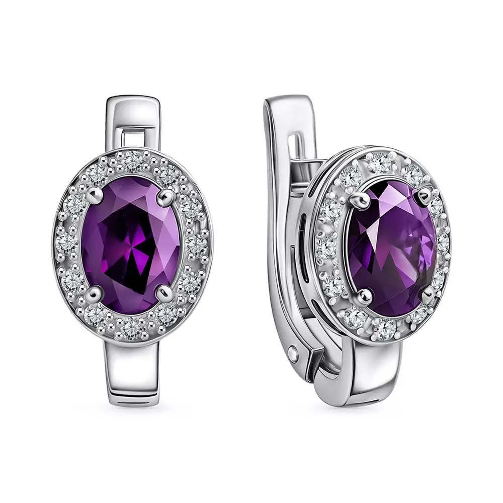 Серьги с фианитами из серебра 925 пробы 1