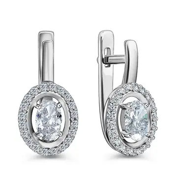 Серьги с фианитами из серебра 925 пробы