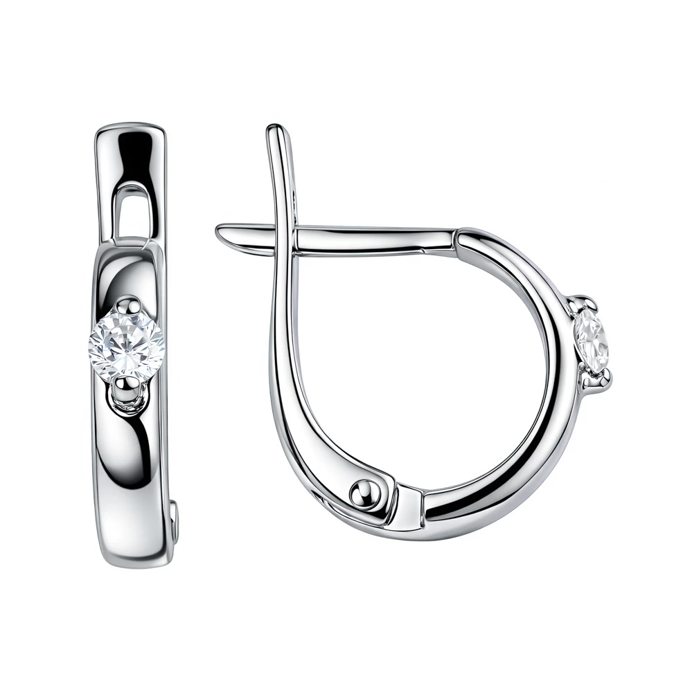 Серьги с фианитами из серебра 925 пробы