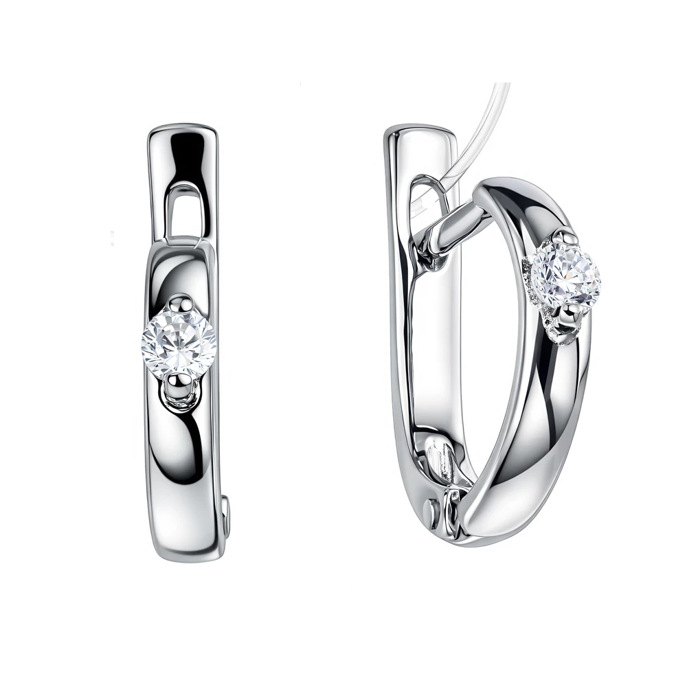 Серьги с фианитами из серебра 925 пробы