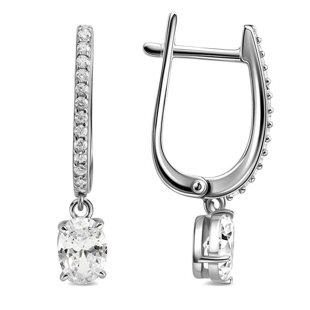 Серьги с фианитами из серебра 925 пробы
