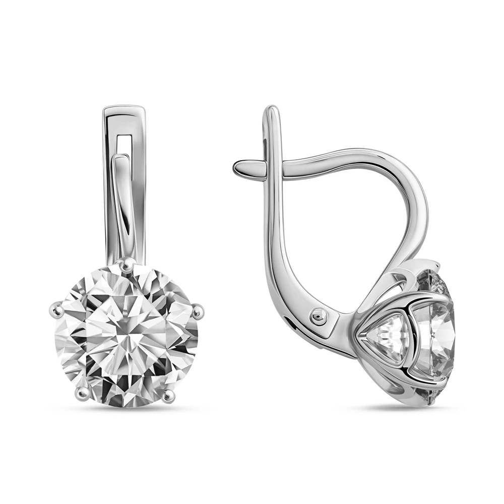 Серьги с фианитами из серебра 925 пробы