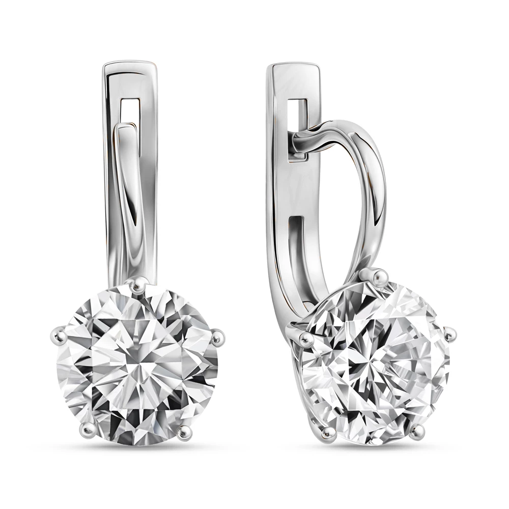 Серьги с фианитами из серебра 925 пробы