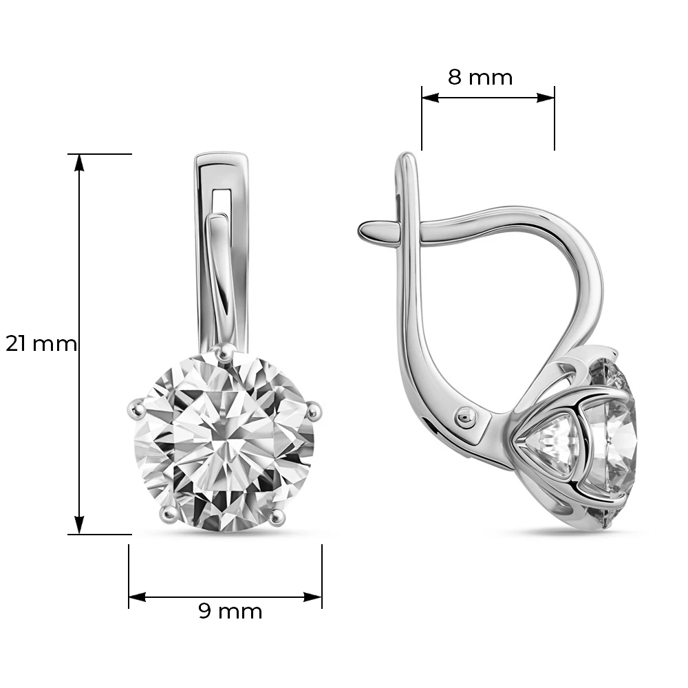 Серьги с фианитами из серебра 925 пробы