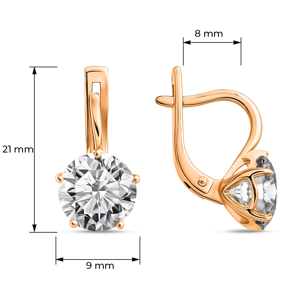 Серьги с фианитами из серебра 925 пробы