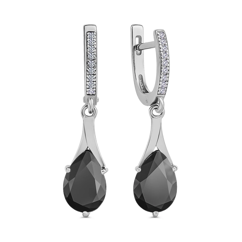 Серьги с фианитами из серебра 925 пробы