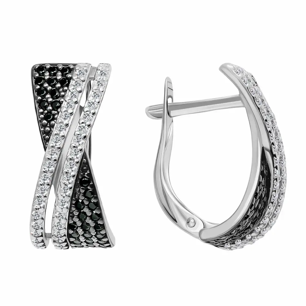Серьги с шпинелью и фианитами из серебра 925 пробы 3