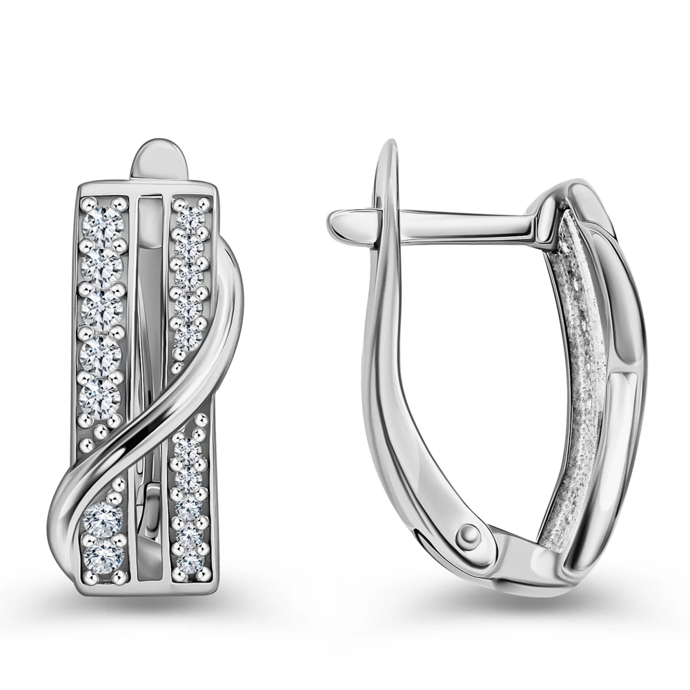 Серьги с фианитами из серебра 925 пробы