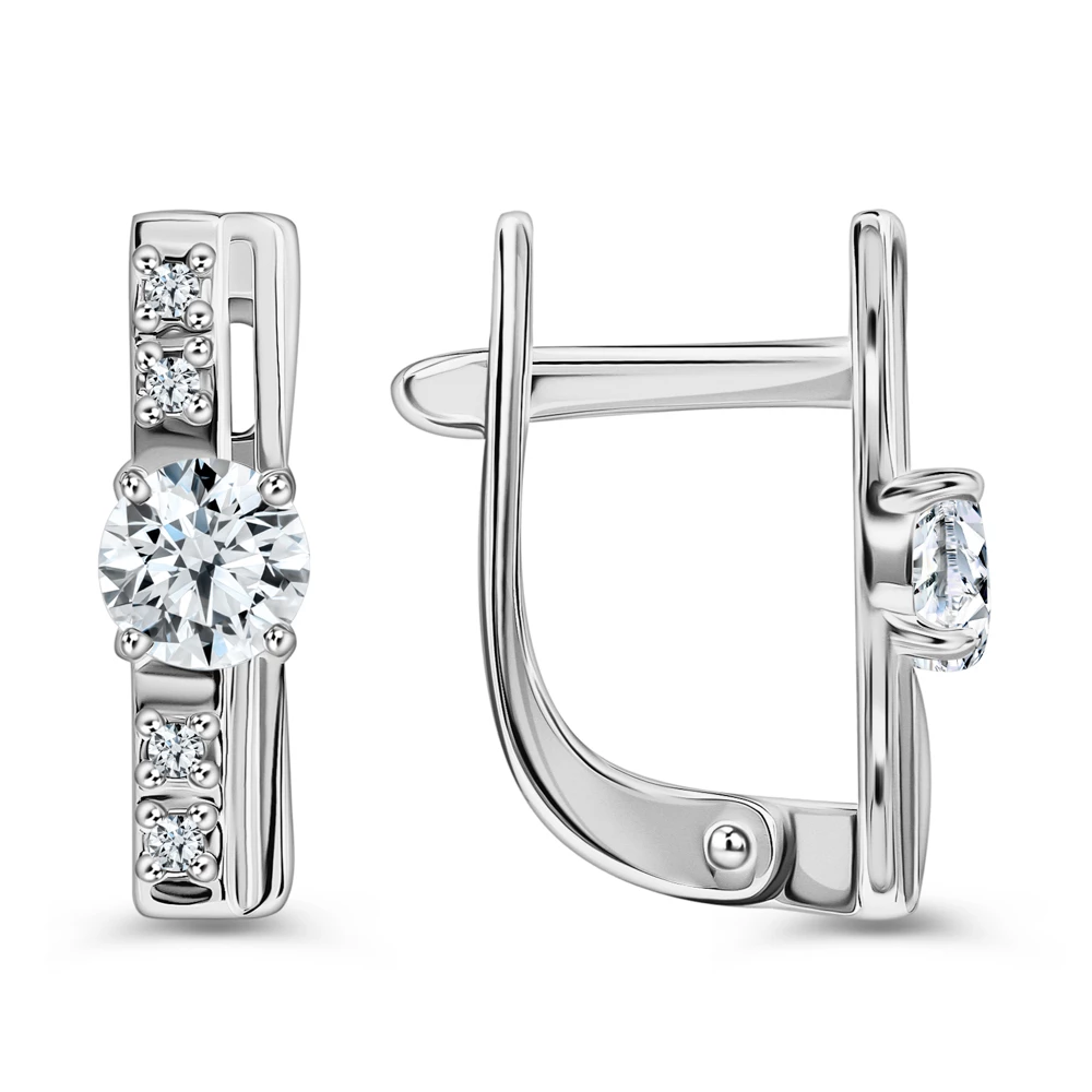 Серьги с фианитами из серебра 925 пробы