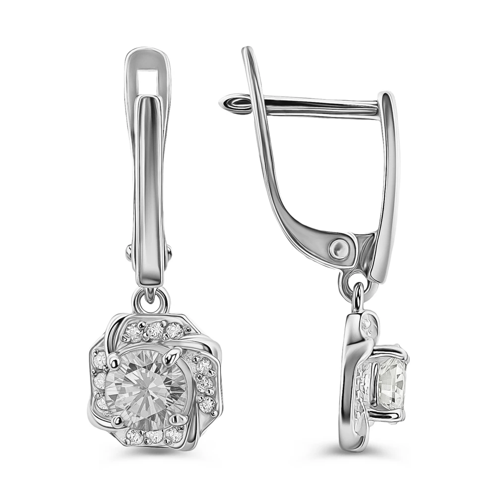 Серьги с фианитами из серебра 925 пробы