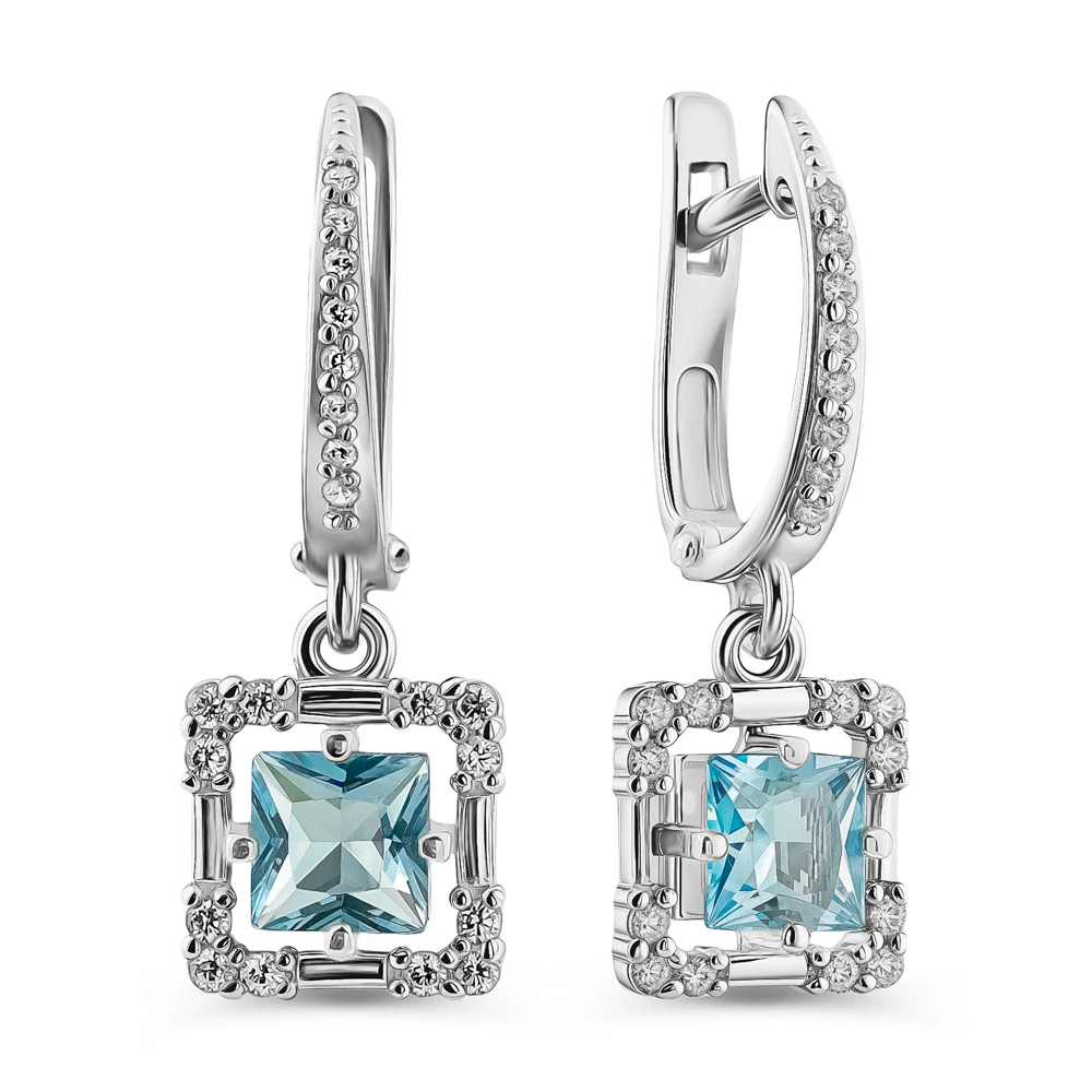 Серьги с фианитами из серебра 925 пробы