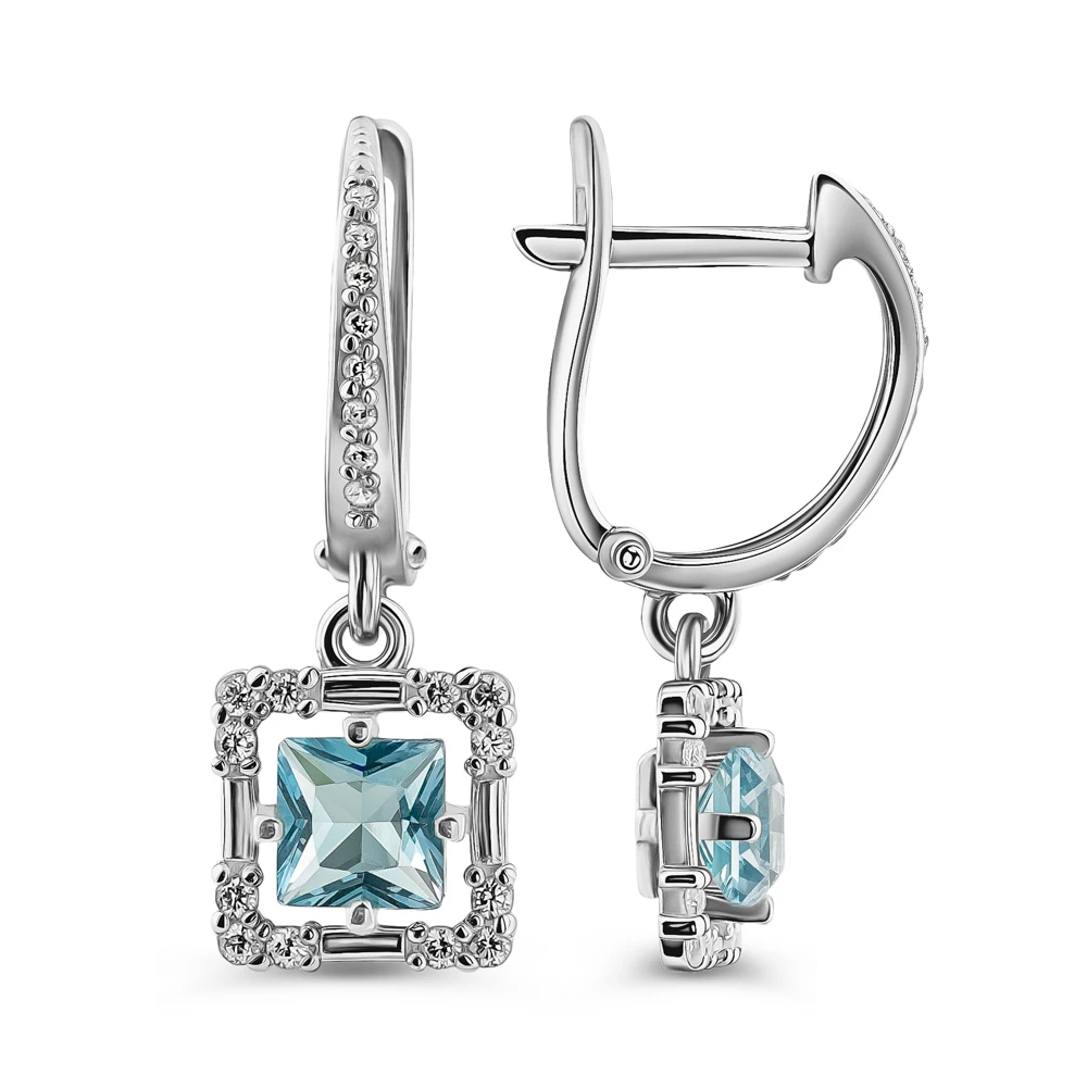 Серьги с фианитами из серебра 925 пробы