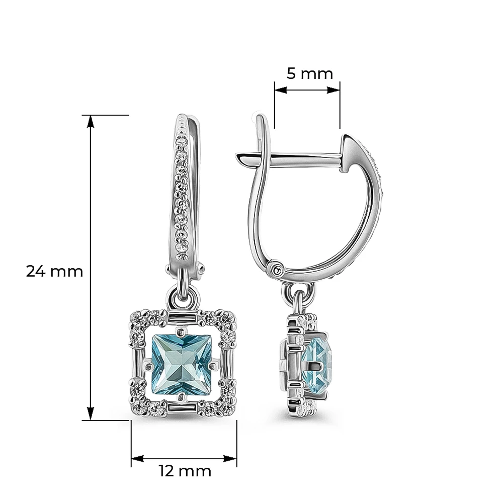 Серьги с фианитами из серебра 925 пробы