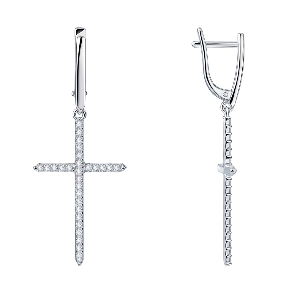 Серьги с фианитами из серебра 925 пробы