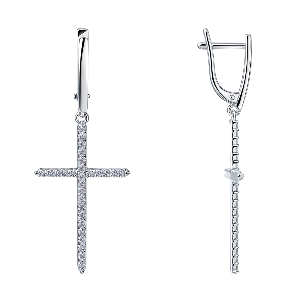 Серьги с фианитами из серебра 925 пробы