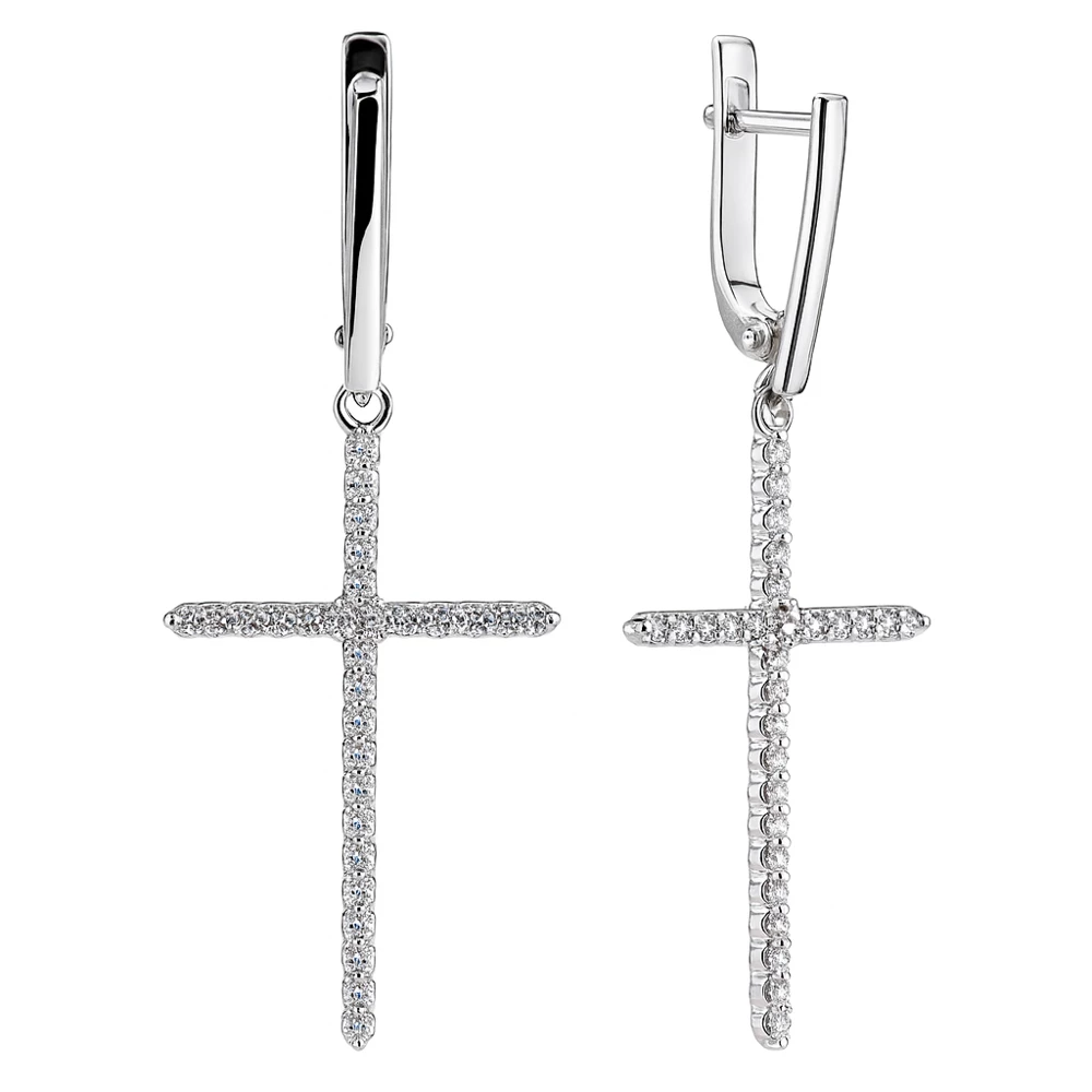 Серьги с фианитами из серебра 925 пробы