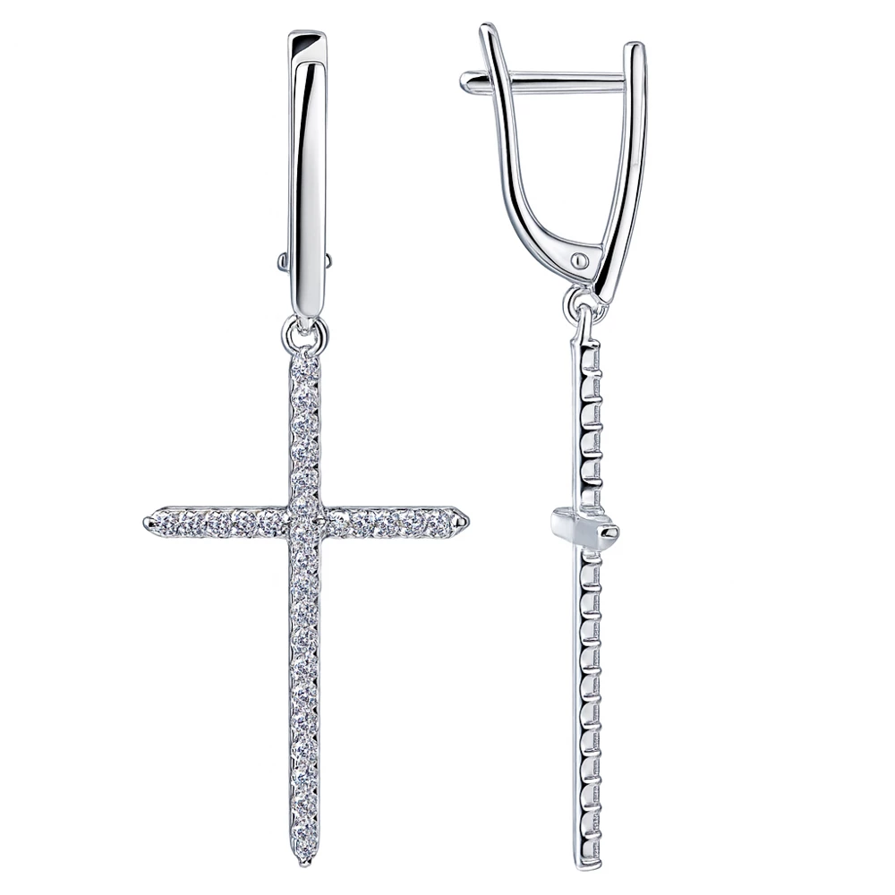 Серьги с фианитами из серебра 925 пробы