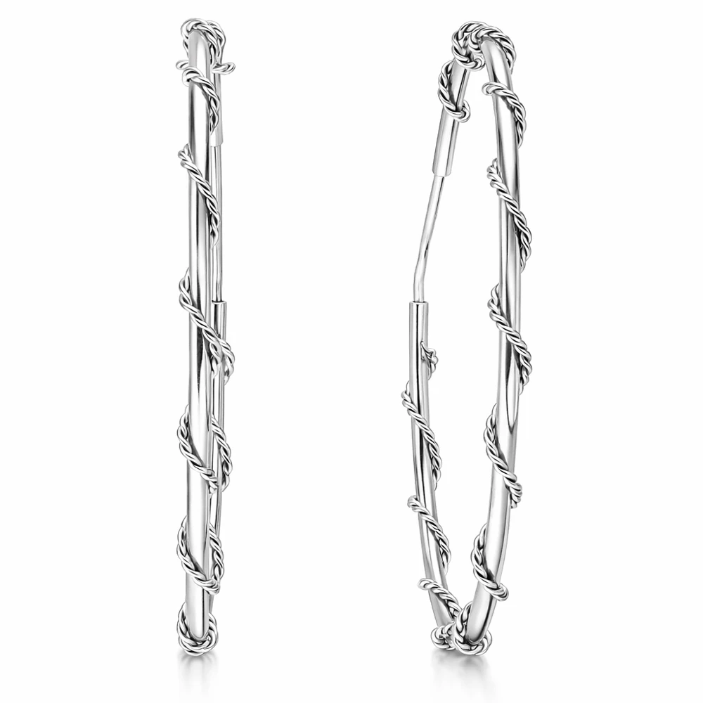 Серьги конго из серебра 925 пробы