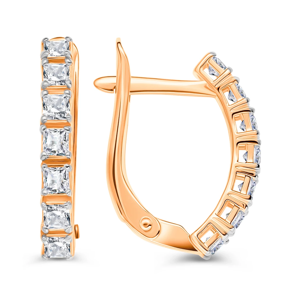Серьги с фианитами из серебра 925 пробы