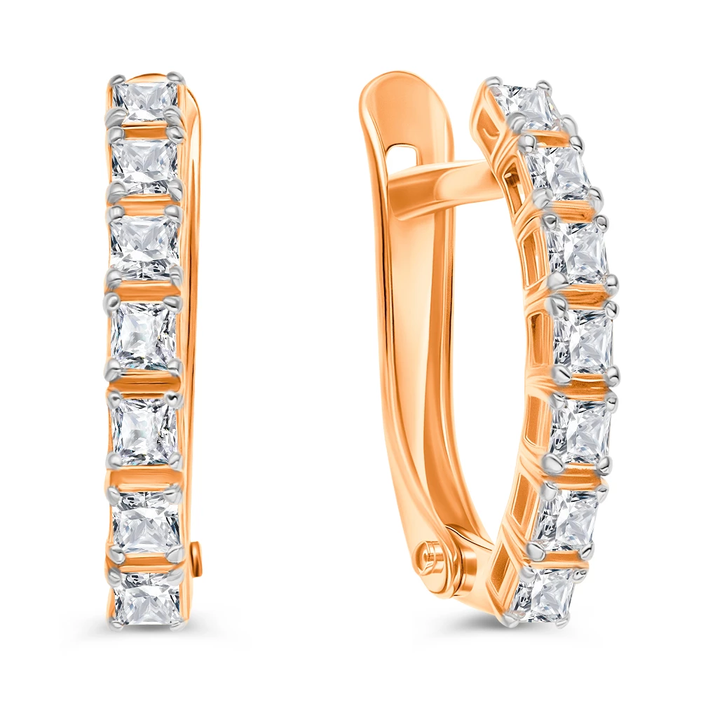 Серьги с фианитами из серебра 925 пробы