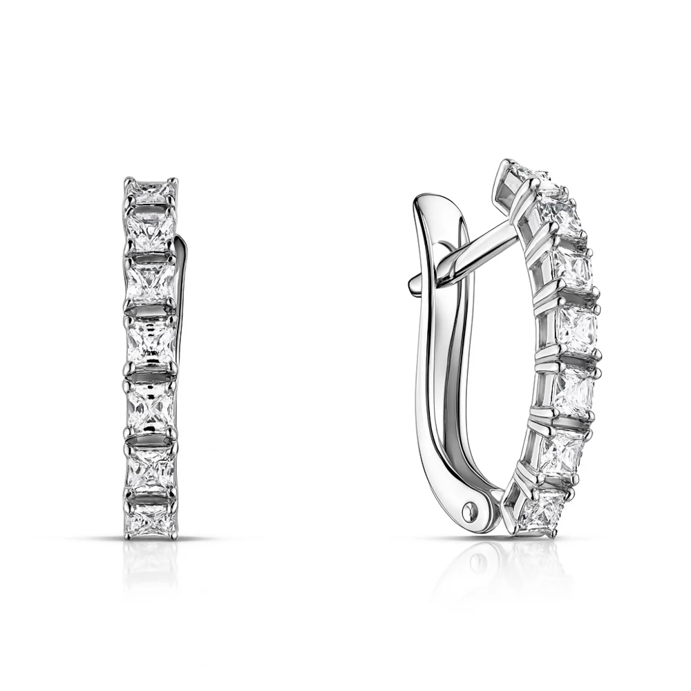 Серьги с фианитами из серебра 925 пробы