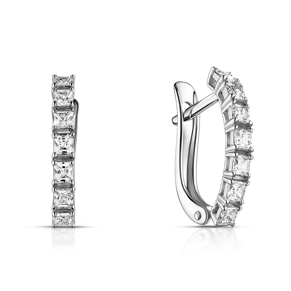 Серьги с фианитами из серебра 925 пробы