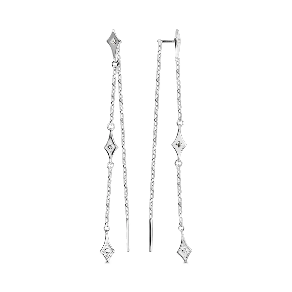 Серьги с фианитами из серебра 925 пробы
