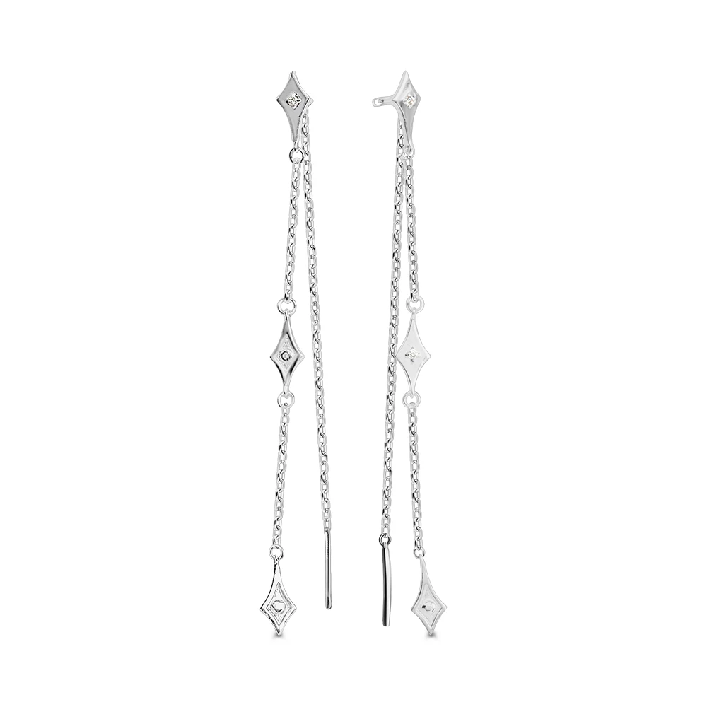 Серьги с фианитами из серебра 925 пробы