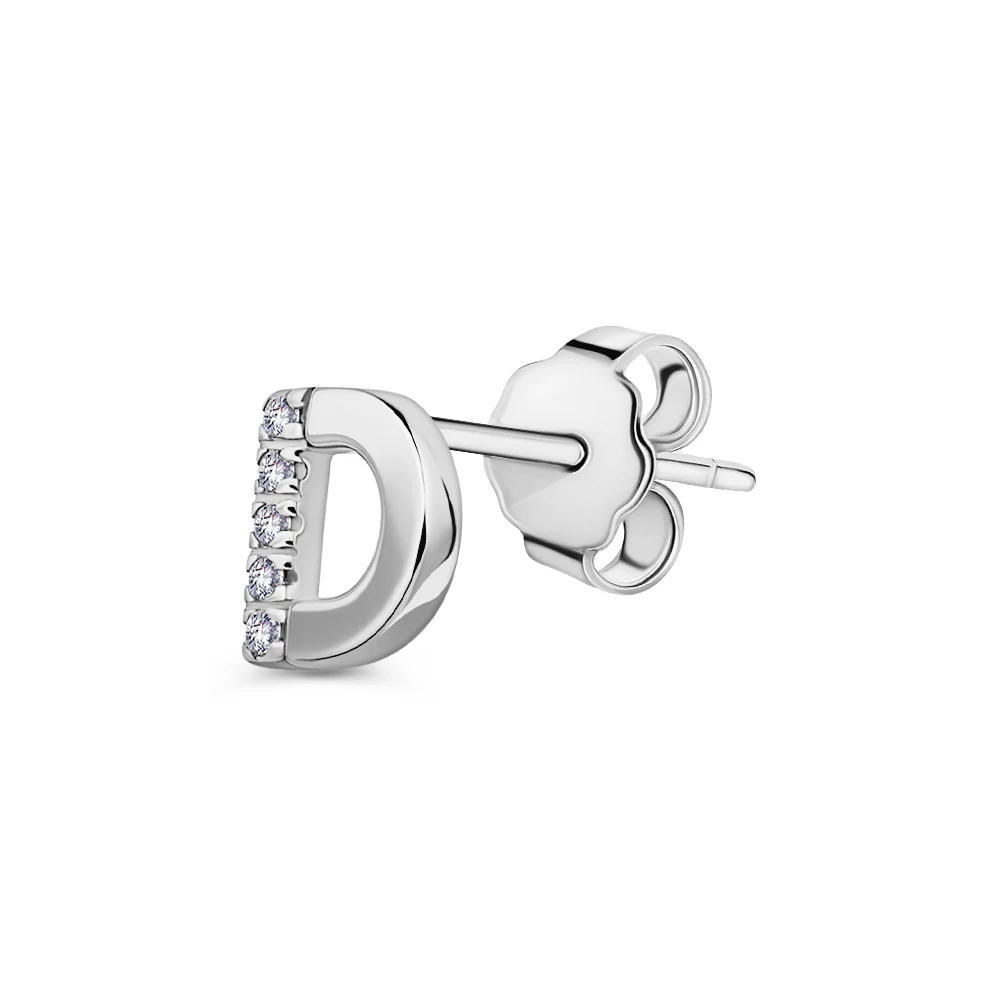 Серьга с фианитами из серебра 925 пробы