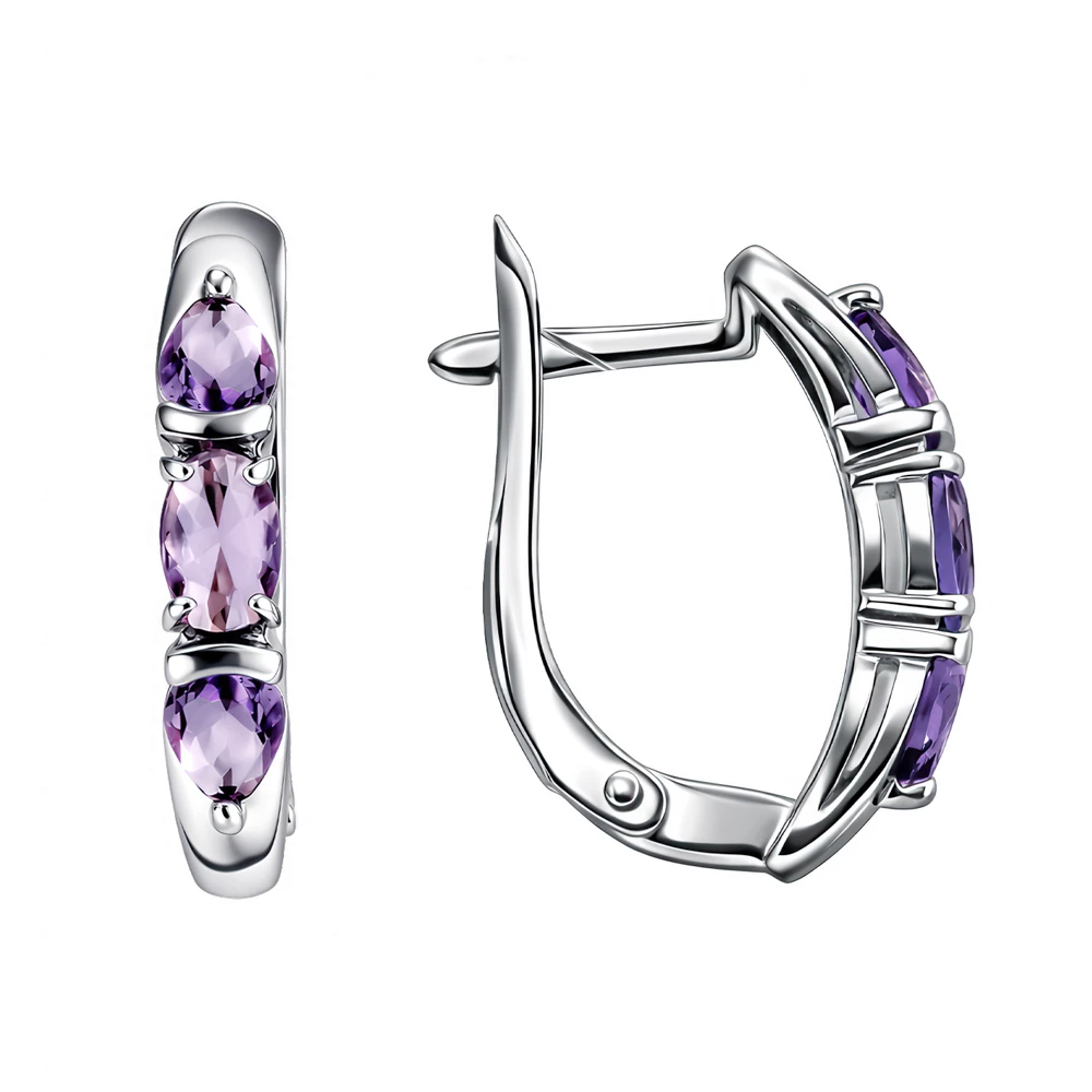 Серьги с ювелирными кристаллами из серебра 925 пробы